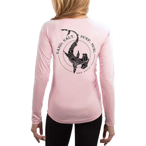 SAND.SALT.SURF.SUN. Polynesian Hammerhead Tribal Women's UPF 50+ UV Sun Protection Performance Long Sleeve T-Shirt