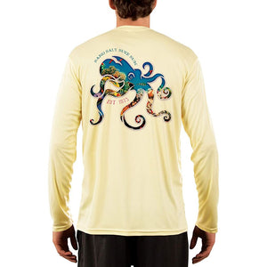 SAND.SALT.SURF.SUN. Coral Octopus Men's UPF 50+ UV Sun Protection Performance Long Sleeve T-Shirt