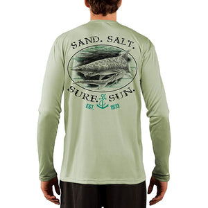 SAND.SALT.SURF.SUN. Shark Men's UPF 50+ UV Sun Protection Performance Long Sleeve T-Shirt