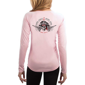 SAND.SALT.SURF.SUN. Vintage Pirate Women's UPF 50+ UV Sun Protection Performance Long Sleeve T-Shirt