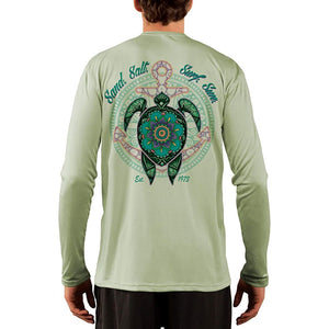 SAND.SALT.SURF.SUN. Mandala Turtle Men's UPF 50+ UV Sun Protection Performance Long Sleeve T-Shirt