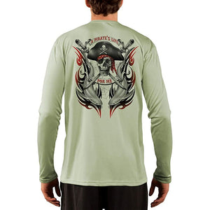 SAND.SALT.SURF.SUN. Pirate Life with Sharks Men's UPF 50+ UV Sun Protection Performance Long Sleeve T-Shirt