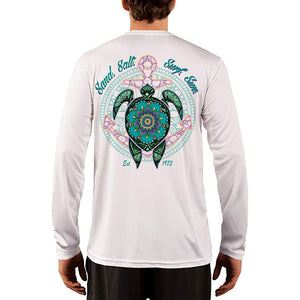SAND.SALT.SURF.SUN. Mandala Turtle Men's UPF 50+ UV Sun Protection Performance Long Sleeve T-Shirt