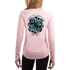SAND.SALT.SURF.SUN. Dolphin Tribal Women's UPF 50+ UV Sun Protection Performance Long Sleeve T-Shirt