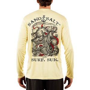 SAND.SALT.SURF.SUN. Octopus Treasure Men's UPF 50+ UV Sun Protection Performance Long Sleeve T-Shirt