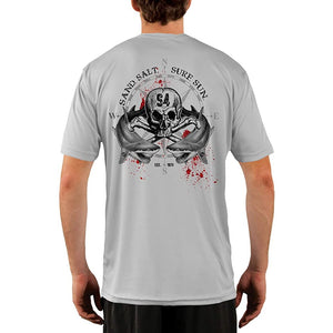 SAND.SALT.SURF.SUN. Shark Blood Men's UPF 50+ UV Sun Protection Performance Short Sleeve T-Shirt
