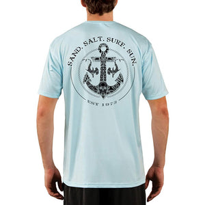 SAND.SALT.SURF.SUN. Shark Anchor Men's UPF 50+ UV Sun Protection Performance Short Sleeve T-Shirt