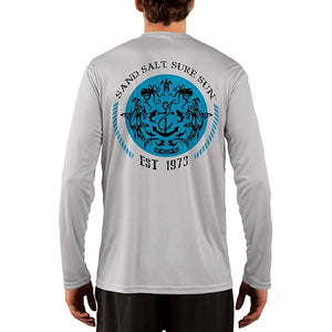 SAND.SALT.SURF.SUN. Shark and Anchor Tribal Men's UPF 50+ UV Sun Protection Performance Long Sleeve T-Shirt