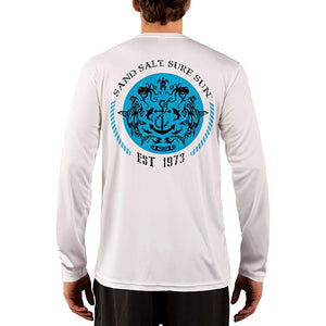 SAND.SALT.SURF.SUN. Shark and Anchor Tribal Men's UPF 50+ UV Sun Protection Performance Long Sleeve T-Shirt