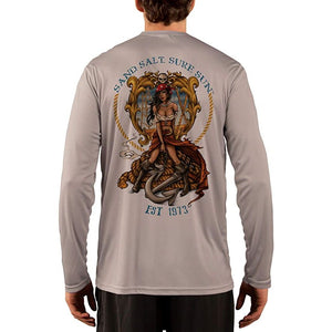 SAND.SALT.SURF.SUN. Pirate Girl Anchor Men's UPF 50+ UV Sun Protection Performance Long Sleeve T-Shirt