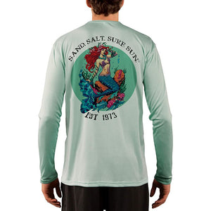SAND.SALT.SURF.SUN. Redhead Mermaid Men's UPF 50+ UV Sun Protection Performance Long Sleeve T-Shirt
