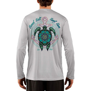 SAND.SALT.SURF.SUN. Mandala Turtle Men's UPF 50+ UV Sun Protection Performance Long Sleeve T-Shirt