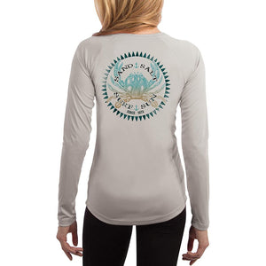 SAND.SALT.SURF.SUN. Vintage Crab Women's UPF 50+ UV Sun Protection Performance Long Sleeve T-Shir