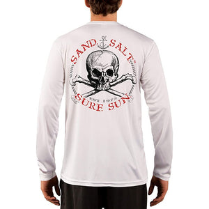 SAND.SALT.SURF.SUN. Red Skull Men's UPF 50+ UV Sun Protection Performance Long Sleeve T-Shirt