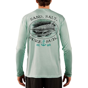 SAND.SALT.SURF.SUN. Shark Men's UPF 50+ UV Sun Protection Performance Long Sleeve T-Shirt