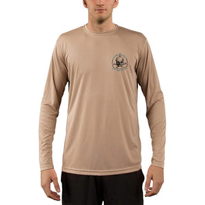 SAND.SALT.SURF.SUN. Flaming Shark Men's UPF 50+ UV Sun Protection Performance Long Sleeve T-Shirt