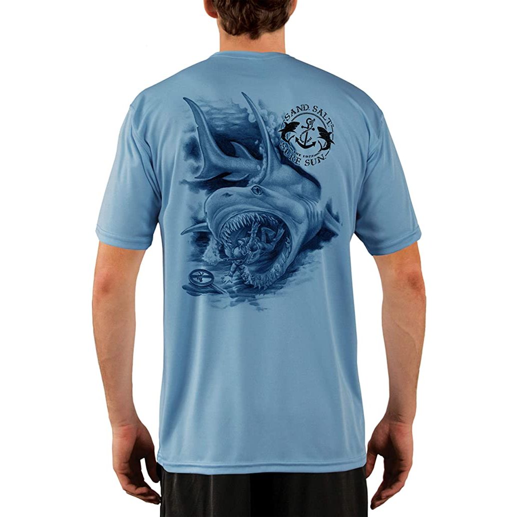 SAND.SALT.SURF.SUN. Pirate Octopus Men's UPF 50+ UV Sun Protection Performance Long Sleeve T-Shirt Medium / Pearl Grey