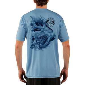 SAND.SALT.SURF.SUN. Shark Diver Attack Men's UPF 50+ UV Sun Protection Performance Short Sleeve T-Shirt
