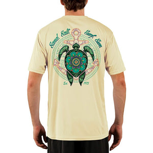 SAND.SALT.SURF.SUN. Mandala Turtle Men's UPF 50+ UV Sun Protection Performance Short Sleeve T-Shirt