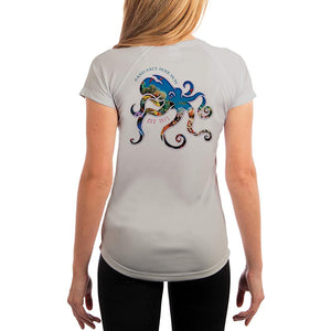SAND.SALT.SURF.SUN. Coral Octopus Women's UPF 50+ UV Sun Protection Performance Short Sleeve T-Shirt