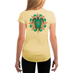 SAND.SALT.SURF.SUN. Turtle Shells Women's UPF 50+ UV Sun Protection Performance Short Sleeve T-Shirt