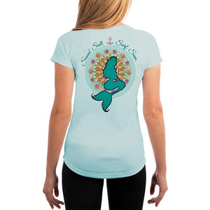 SAND.SALT.SURF.SUN. Mermaid Shells Women's UPF 50+ UV Sun Protection Performance Short Sleeve T-Shirt