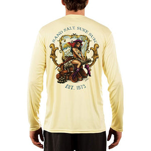 SAND.SALT.SURF.SUN. Pirate Girl Cannon Men's UPF 50+ UV Sun Protection Performance Long Sleeve T-Shirt