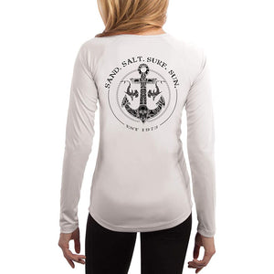 SAND.SALT.SURF.SUN. Shark Anchor Women's UPF 50+ UV Sun Protection Performance Long Sleeve T-Shirt