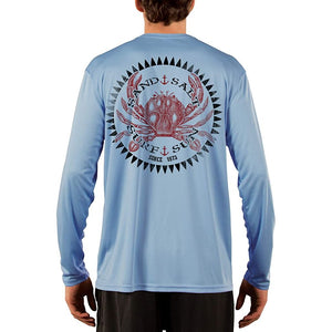 SAND.SALT.SURF.SUN. Vintage Crab Men's UPF 50+ UV Sun Protection Performance Long Sleeve T-Shirt
