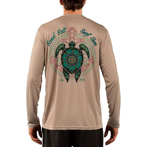 SAND.SALT.SURF.SUN. Mandala Turtle Men's UPF 50+ UV Sun Protection Performance Long Sleeve T-Shirt