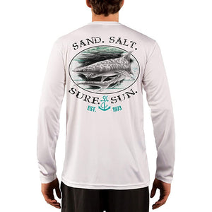 SAND.SALT.SURF.SUN. Shark Men's UPF 50+ UV Sun Protection Performance Long Sleeve T-Shirt