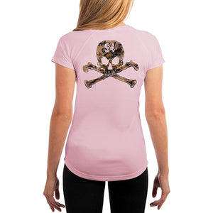 SAND.SALT.SURF.SUN. Skull Women's UPF 50+ UV Sun Protection Performance Short Sleeve T-Shirt