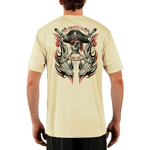 SAND.SALT.SURF.SUN. Pirate Life with Sharks Men's UPF 50+ UV Sun Protection Performance Short Sleeve T-Shirt