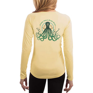SAND.SALT.SURF.SUN. Octopus Women's UPF 50+ UV Sun Protection Performance Long Sleeve T-Shirt