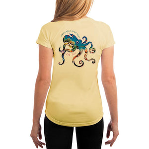 SAND.SALT.SURF.SUN. Coral Octopus Women's UPF 50+ UV Sun Protection Performance Short Sleeve T-Shirt