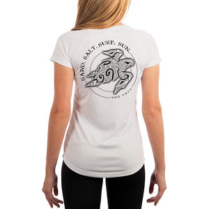 SAND.SALT.SURF.SUN. Polynesian Sea Turtle Women's UPF 50+ UV Sun Protection Performance Short Sleeve T-Shirt