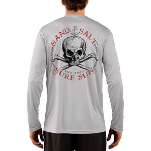 SAND.SALT.SURF.SUN. Red Skull Men's UPF 50+ UV Sun Protection Performance Long Sleeve T-Shirt