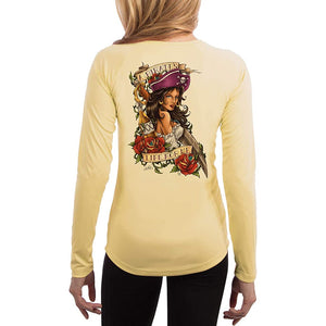 SAND.SALT.SURF.SUN. Pirate Girl Women's UPF 50+ UV Sun Protection Performance Long Sleeve T-Shirt