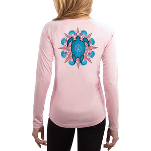 SAND.SALT.SURF.SUN. Turtle Shells Women's UPF 50+ UV Sun Protection Performance Long Sleeve T-Shirt