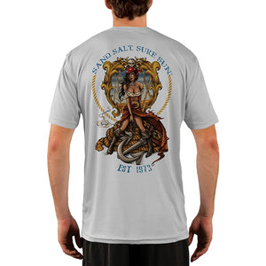 SAND.SALT.SURF.SUN. Pirate Girl Anchor Men's UPF 50+ UV Sun Protection Performance Short Sleeve T-Shirt