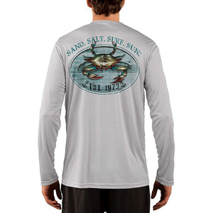 SAND.SALT.SURF.SUN. Crab Men's UPF 50+ UV Sun Protection Performance Long Sleeve T-Shirt