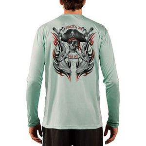 SAND.SALT.SURF.SUN. Pirate Life with Sharks Men's UPF 50+ UV Sun Protection Performance Long Sleeve T-Shirt