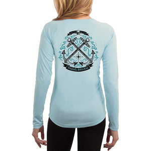 SAND.SALT.SURF.SUN. Sailing Anchor Blue Nassau Women's UPF 50+ UV Sun Protection Performance Long Sleeve T-Shirt