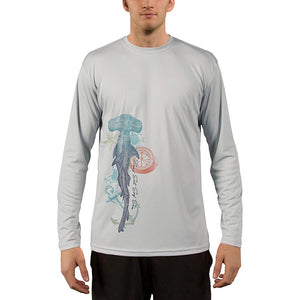 SAND.SALT.SURF.SUN. Vintage Shark Men's UPF 50+ UV Sun Protection Performance Long Sleeve T-Shirt