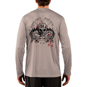 SAND.SALT.SURF.SUN. Shark Blood Men's UPF 50+ UV Sun Protection Performance Long Sleeve T-Shirt