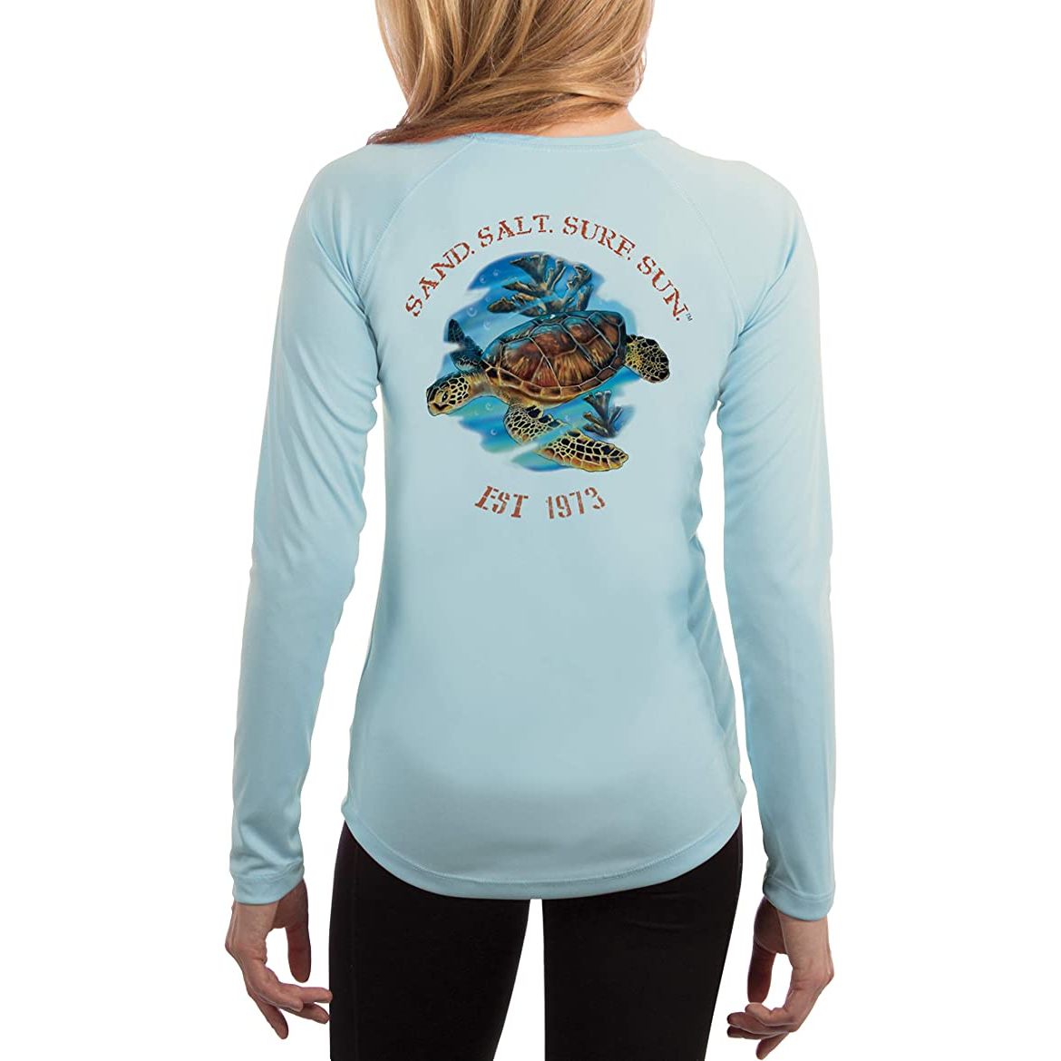 SAND.SALT.SURF.SUN. Sea Turtle Women's UPF 50+ UV Sun Protection  Performance Long Sleeve T-Shirt