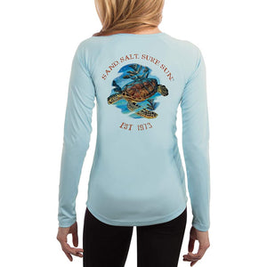 SAND.SALT.SURF.SUN. Sea Turtle Women's UPF 50+ UV Sun Protection Performance Long Sleeve T-Shirt