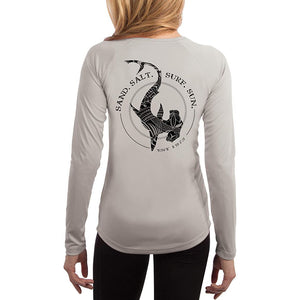 SAND.SALT.SURF.SUN. Polynesian Hammerhead Tribal Women's UPF 50+ UV Sun Protection Performance Long Sleeve T-Shirt