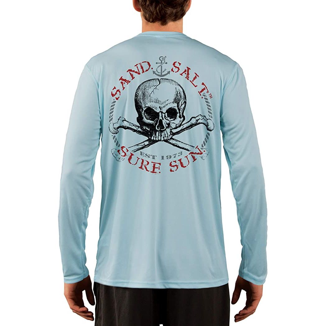SAND.SALT.SURF.SUN. Red Skull Men's UPF 50+ UV Sun Protection Performance Long Sleeve T-Shirt Medium / Seagrass