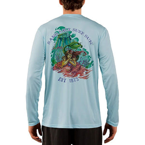 SAND.SALT.SURF.SUN. Atlantis Mermaid Men's UPF 50+ UV Sun Protection Performance Long Sleeve T-Shirt